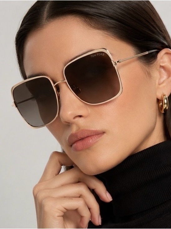 New TOM FORD FT1319 30F Gold Frame Brown Gradient Square Sunglasses Authentic main image 10
